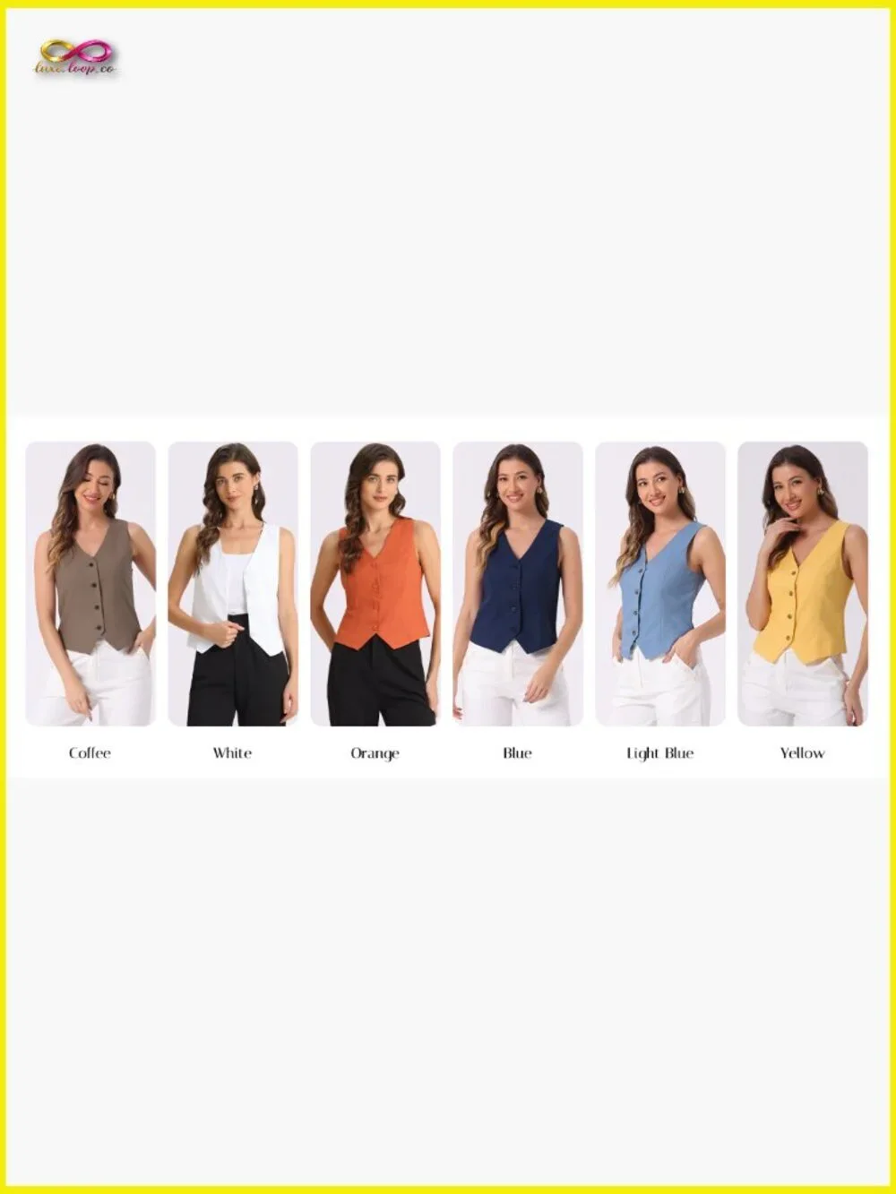 Cropped Cotton Linen Vest Sleeveless V-Neck Button Down Waistcoat Chic Minimal